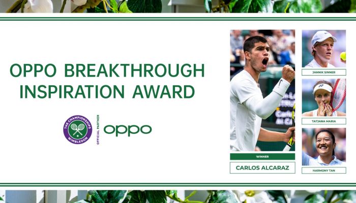 ร่วมแสดงความยินดี Carlos Alcaraz   คว้ารางวัล OPPO Breakthrough Inspiration Award ในการแข่งขัน Wimbledon 2022