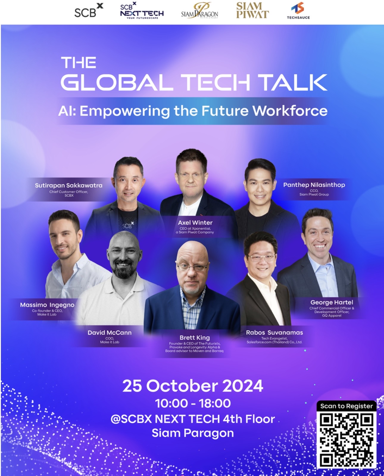 บุคคลสำคัญระดับโลก ร่วมเจาะลึก AI ในทุกมิติ ในงานทอล์กแห่งปี The Global Tech Talk 25 ต.ค.นี้ ณ SCBX NEXT TECH สยามพารากอน