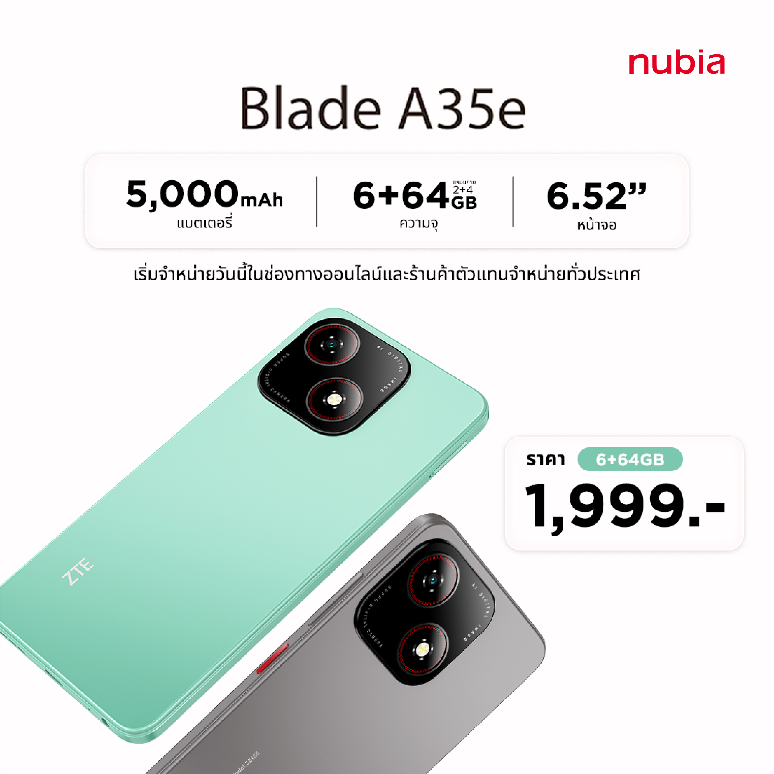 nubia Blade A35e สมาร์ทโฟนรุ่นเริ่มต้นมาแรง! ยอดขายทะลุ 10,000 เครื่อง ในเวลาไม่ถึงเดือน